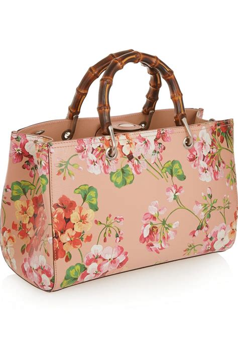 picture of white flowered purse gucci|Gucci bamboo shopper tote.